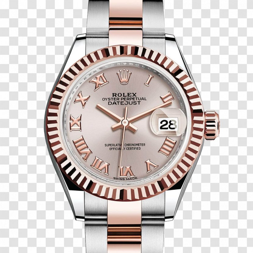 Rolex Datejust Automatic Watch Diamond - Brown - Pink Watches Female Form Transparent PNG