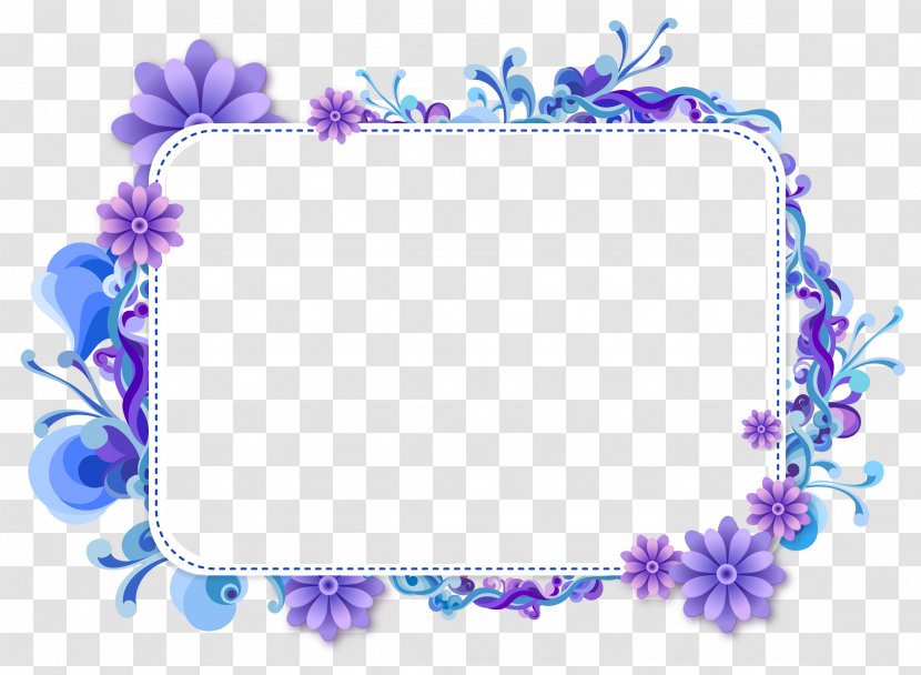 Picture Frames Clip Art - Display Resolution - Blue Flower Border Transparent PNG