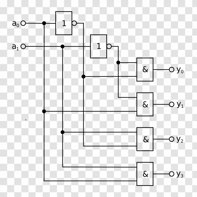 Binary Decoder Circuit Diagram 1-aus-n-Decoder Electrical Network Logic Probe - Gate Transparent PNG
