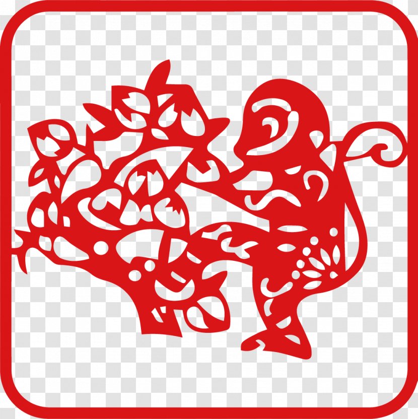 Papercutting Dog Chinese Zodiac Paper Cutting - Cartoon - Silhouette Vector Monkey Transparent PNG