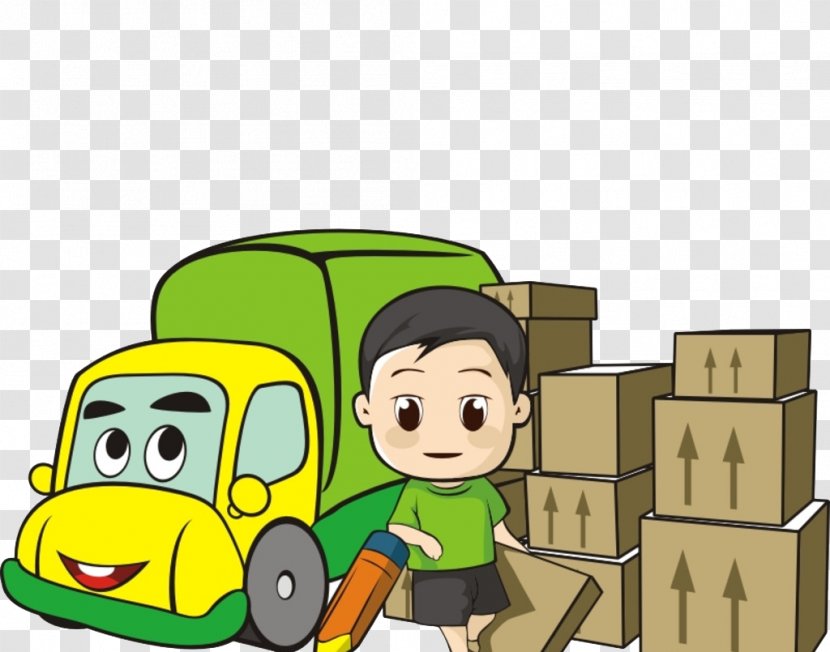 Cargo Driver Logistics Courier Freight Company - Cartoon Car Goods Transparent PNG