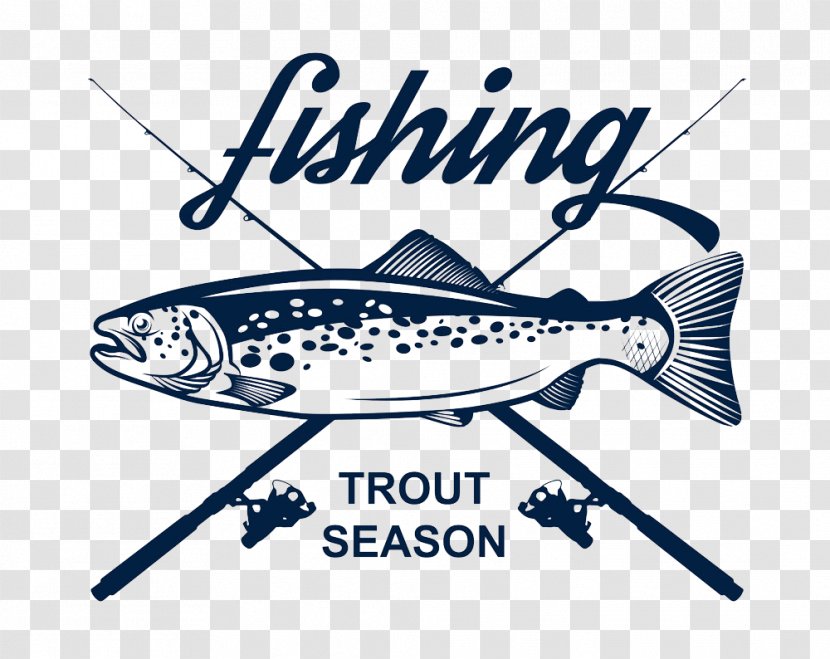 Trout Stock Illustration Clip Art - Logo - Long Fish With Fishing Rod Transparent PNG