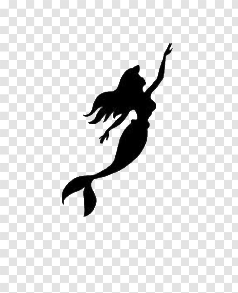 Ariel Silhouette The Prince Mermaid Painting - Black Transparent PNG