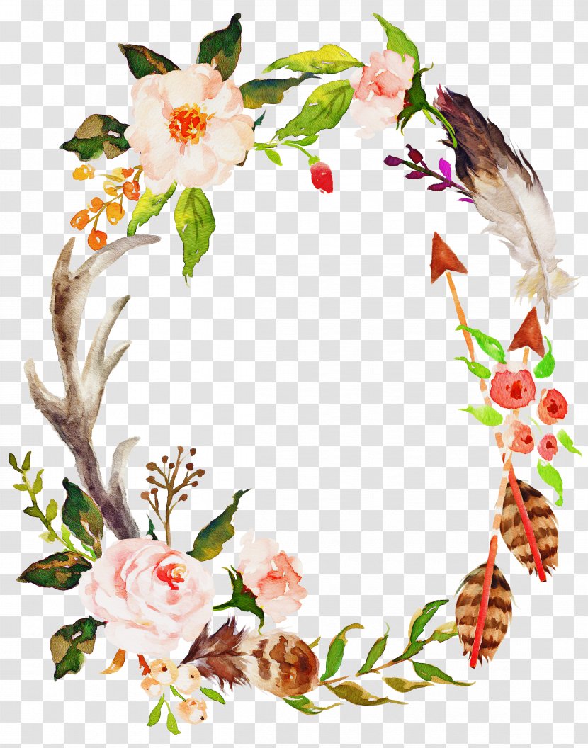 Watercolor Flower Wreath - Twig - Spring Transparent PNG