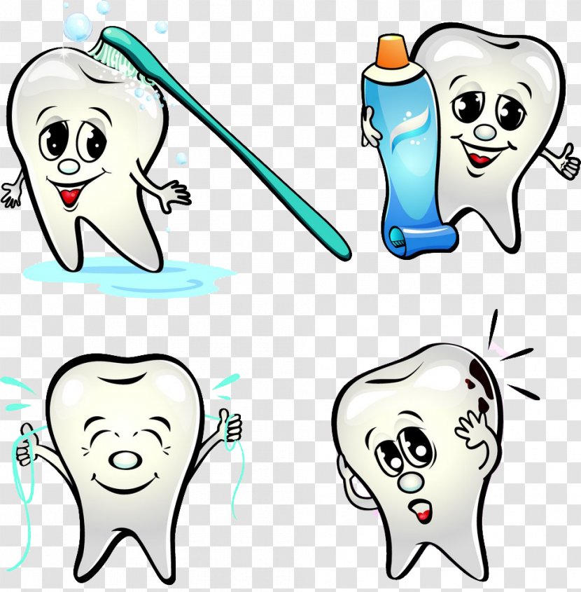 Tooth Cartoon Dentistry - Watercolor - Teeth Comics Expression Transparent PNG