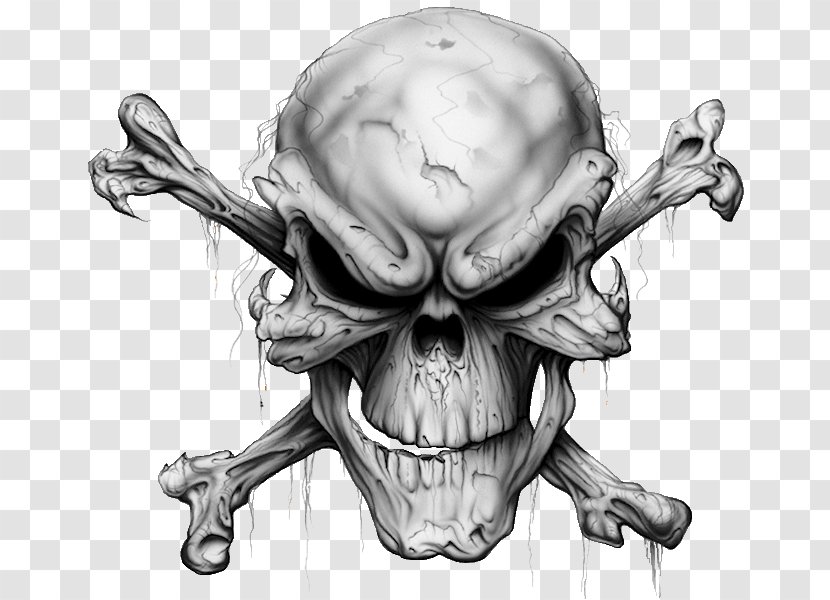 Skull And Crossbones Tattoo Human Symbolism - Silhouette - Transparent Background Transparent PNG