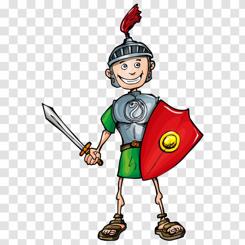 Cartoon Legionary Soldier Roman Army - Royaltyfree - Vector Character Transparent PNG