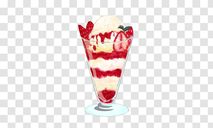 Ice Cream Sundae Knickerbocker Glory Parfait - Cone - Strawberry Hand Painting Material Picture Transparent PNG