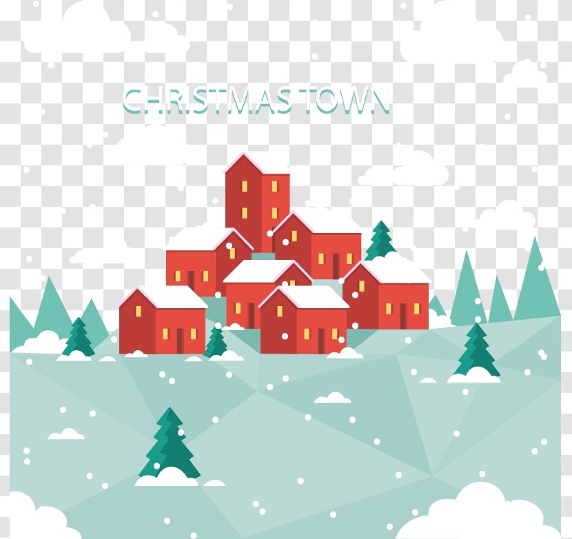 Christmas Tree Village Illustration - Town Transparent PNG