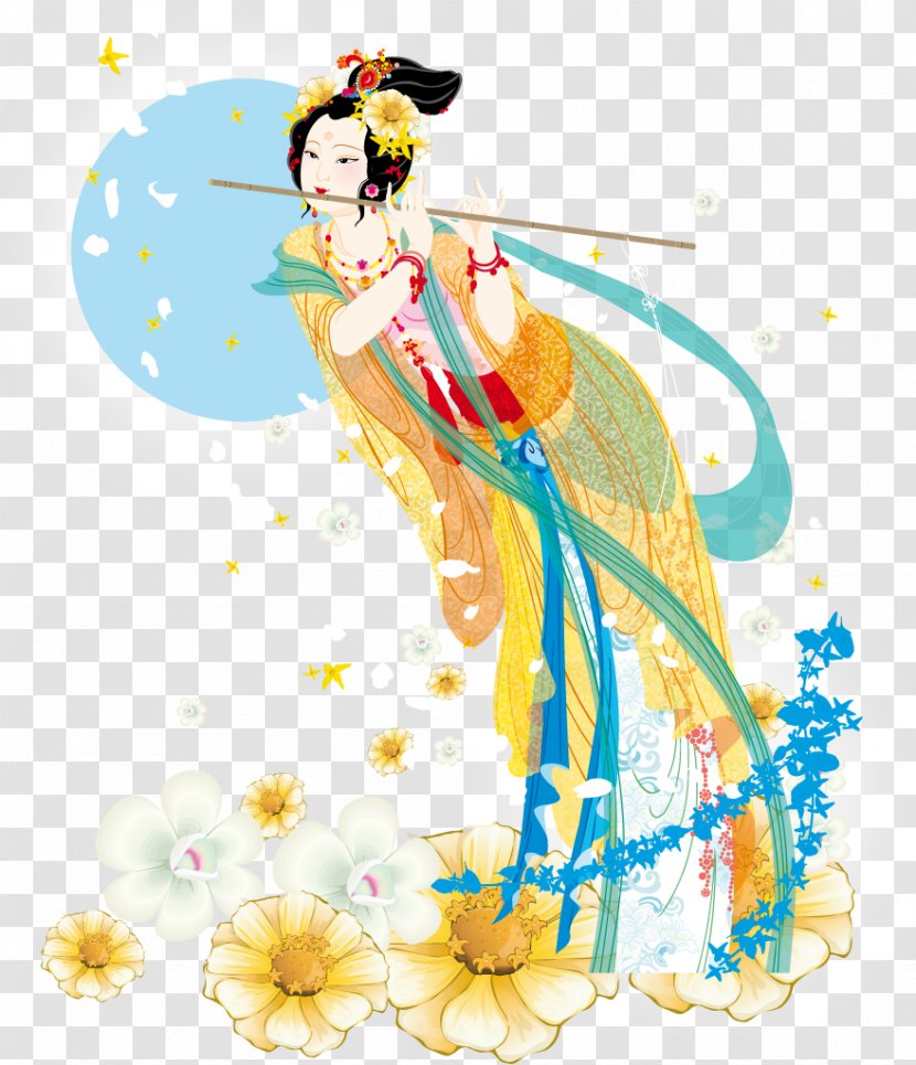 Mooncake Mid-Autumn Festival Chang'e Greeting - Mythical Creature - Art Transparent PNG