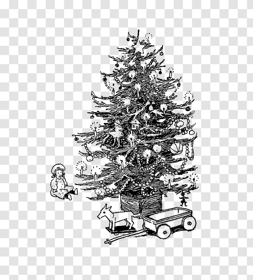 Christmas Tree Spruce Ornament Day Fir - Monochrome Transparent PNG