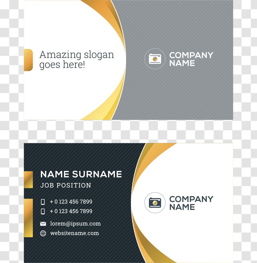 Business Card Printing Logo Visiting - Online Advertising - Vector Black And Yellow Curve Transparent PNG