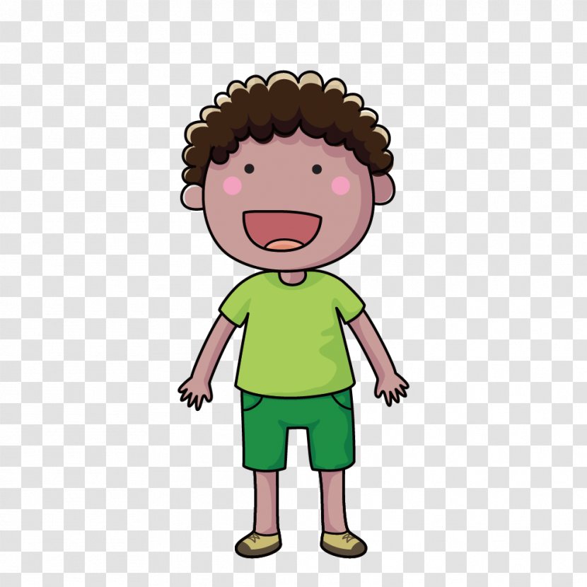 Child Cartoon Illustration - Facial Expression - Black Skin Curly Boy Transparent PNG