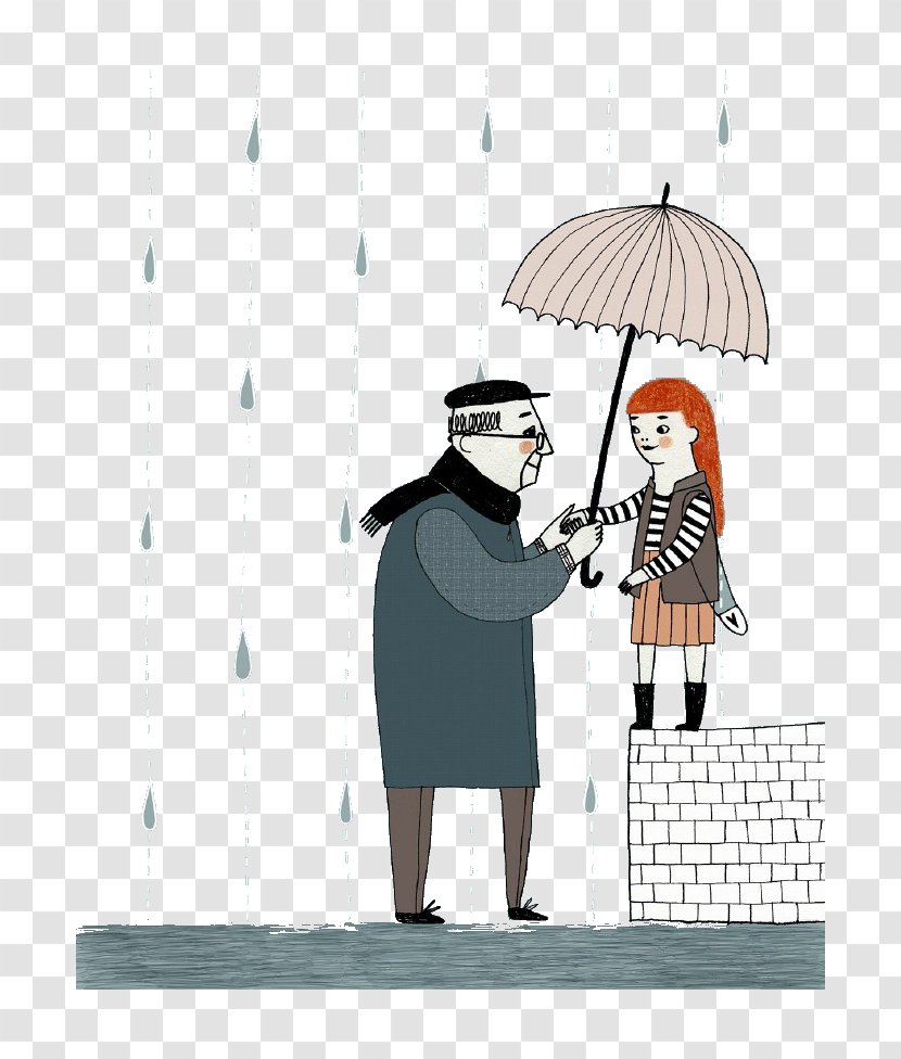 Cartoon Human Behavior Umbrella Illustration - Rainy Weather Transparent PNG