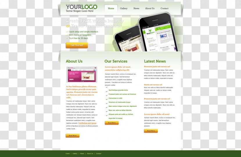 Web Page Template Design Website - Mobile Phone - Vector Transparent PNG