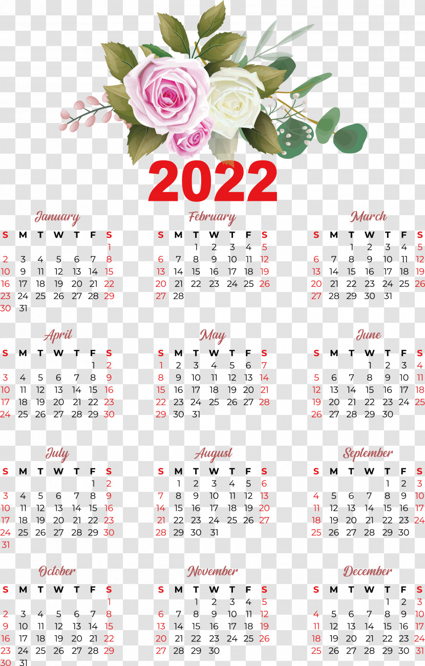 Calendar 2022 Calendar Date Calendar Day Of The Week Transparent PNG