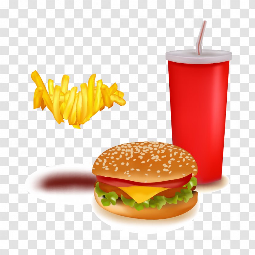 Hamburger Fast Food Soft Drink French Fries - Vector Burger Cola Transparent PNG