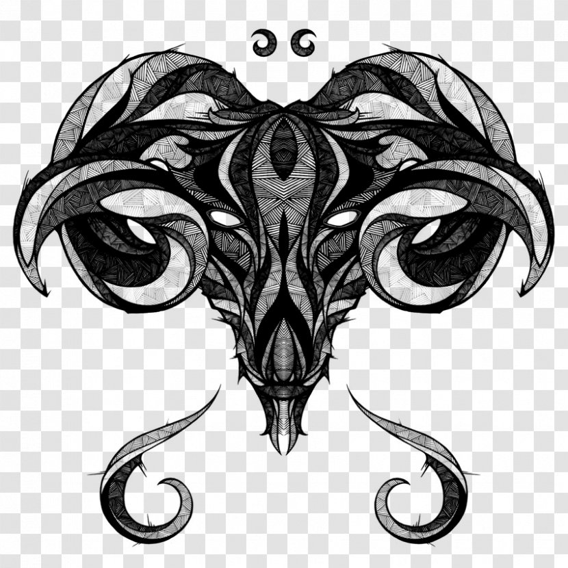 Astrological Sign Zodiac Astrology Aries Pisces - Monochrome Photography - Goat Tattoo Transparent PNG