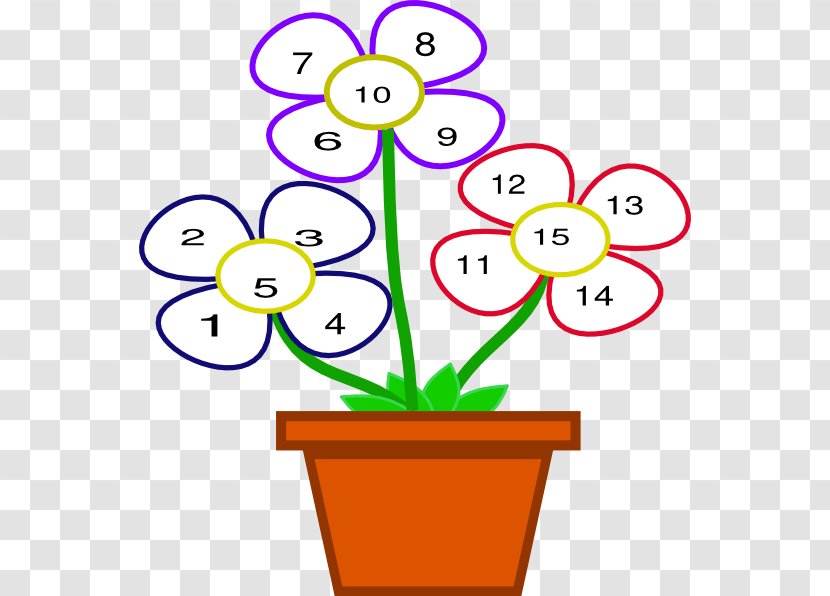 Clip Art Number Flower Counting Ni - Flora Transparent PNG