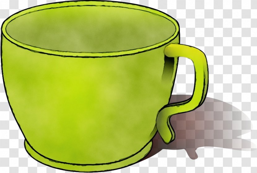 Watercolor Cartoon - Green - Teacup Dishware Transparent PNG
