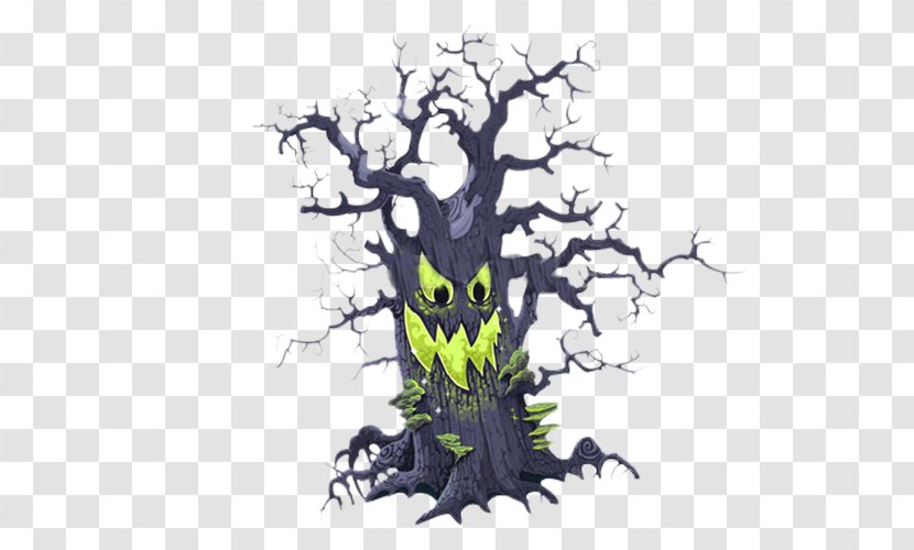 Cartoon Drawing Clip Art - Line - Halloween Tree Transparent PNG