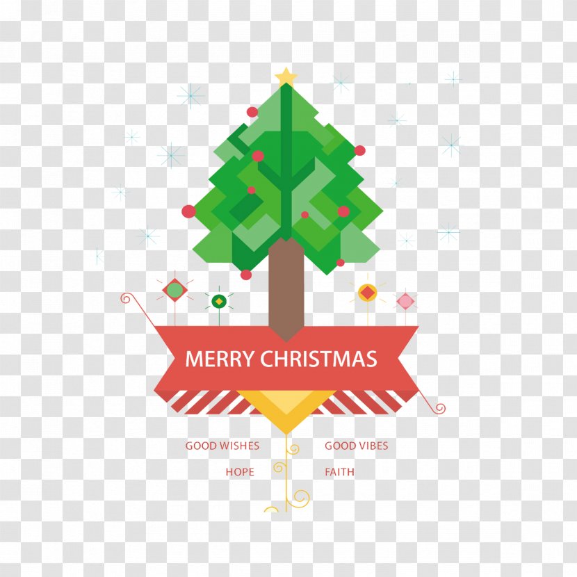 Christmas Tree Poster - Creative Geometric Transparent PNG
