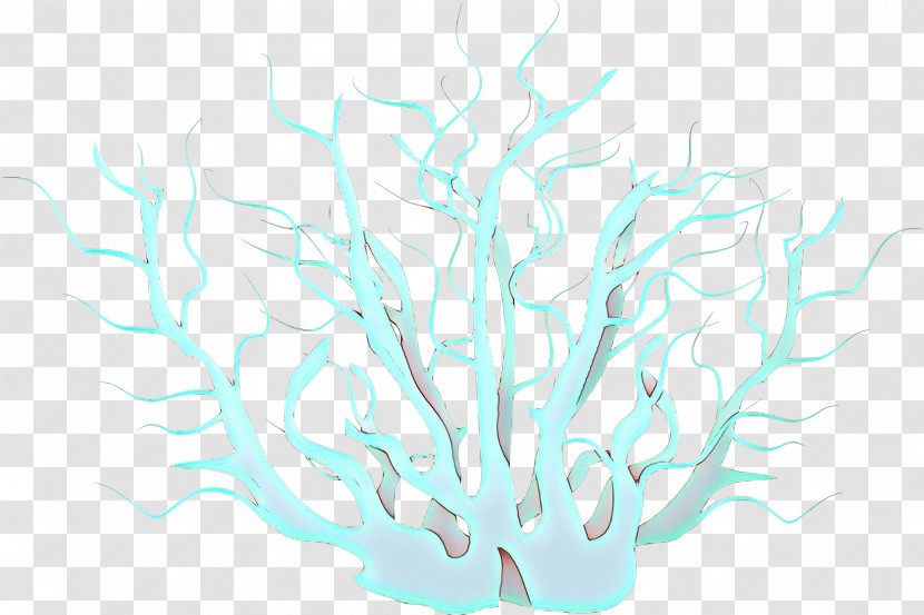 White Aqua Turquoise Branch Tree Transparent PNG