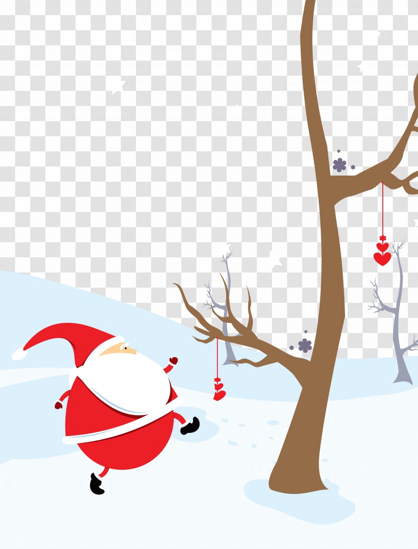 Santa Claus Christmas Card E-card Postcard - Reindeer - Vector Transparent PNG
