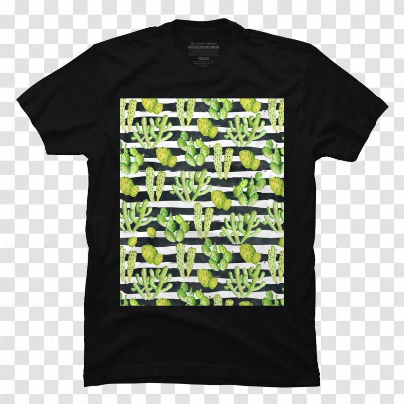 Printed T-shirt Crew Neck Hoodie - Watercolour Cactus Transparent PNG