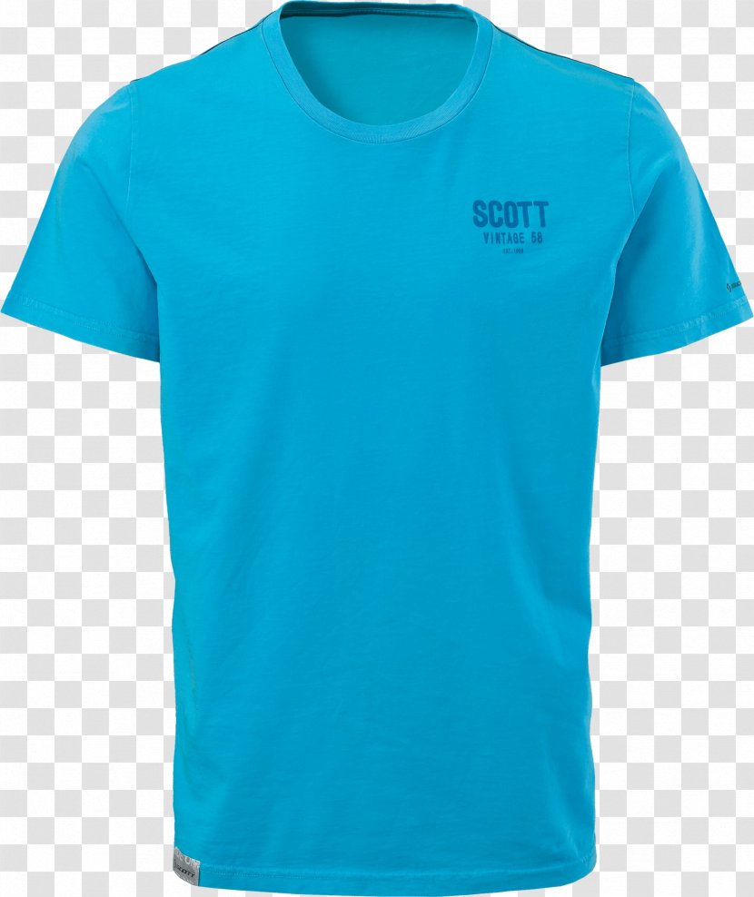 T-shirt Sleeve Crew Neck Neckline - Azure - Polo Shirt Image Transparent PNG