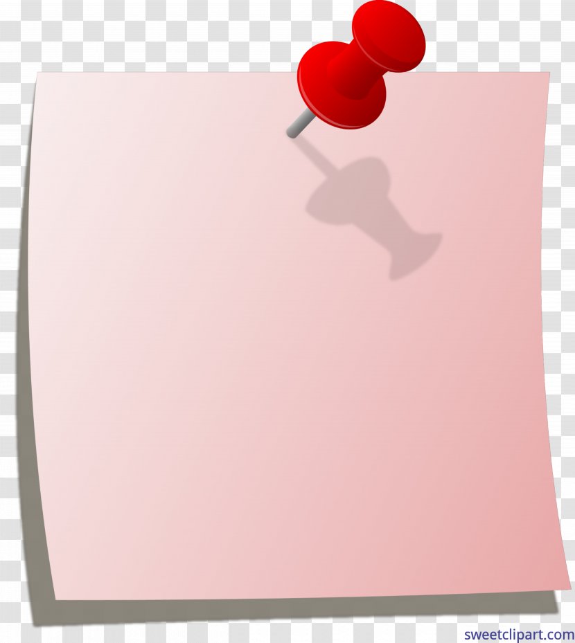 Paper Post-it Note Drawing Pin Clip Art - Heart Transparent PNG