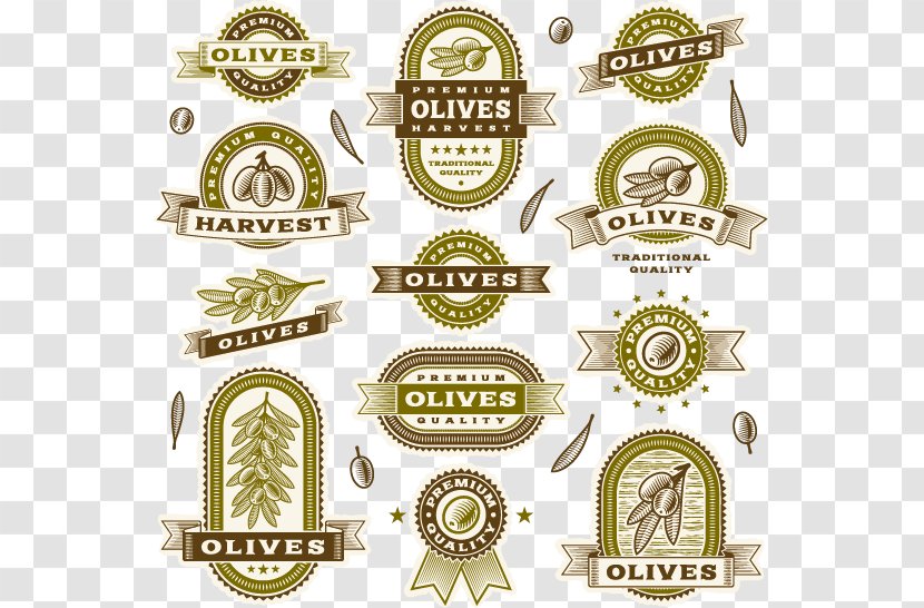 Olive Label Vintage Illustration - Stock Photography - Gold Hand Painted Material Transparent PNG