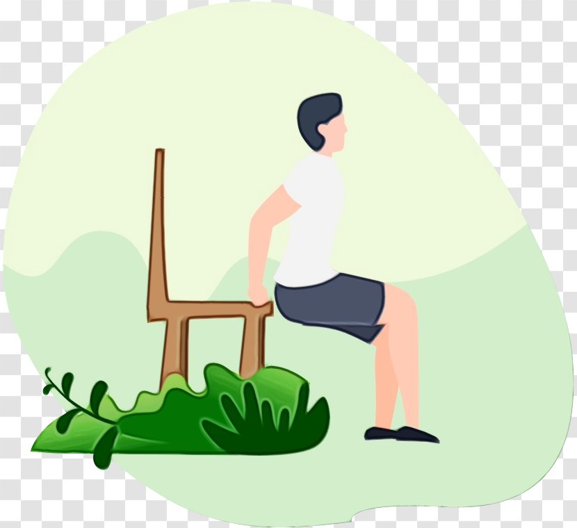 Green Cartoon Sitting Clip Art Grass - Plant - Physical Fitness Transparent PNG