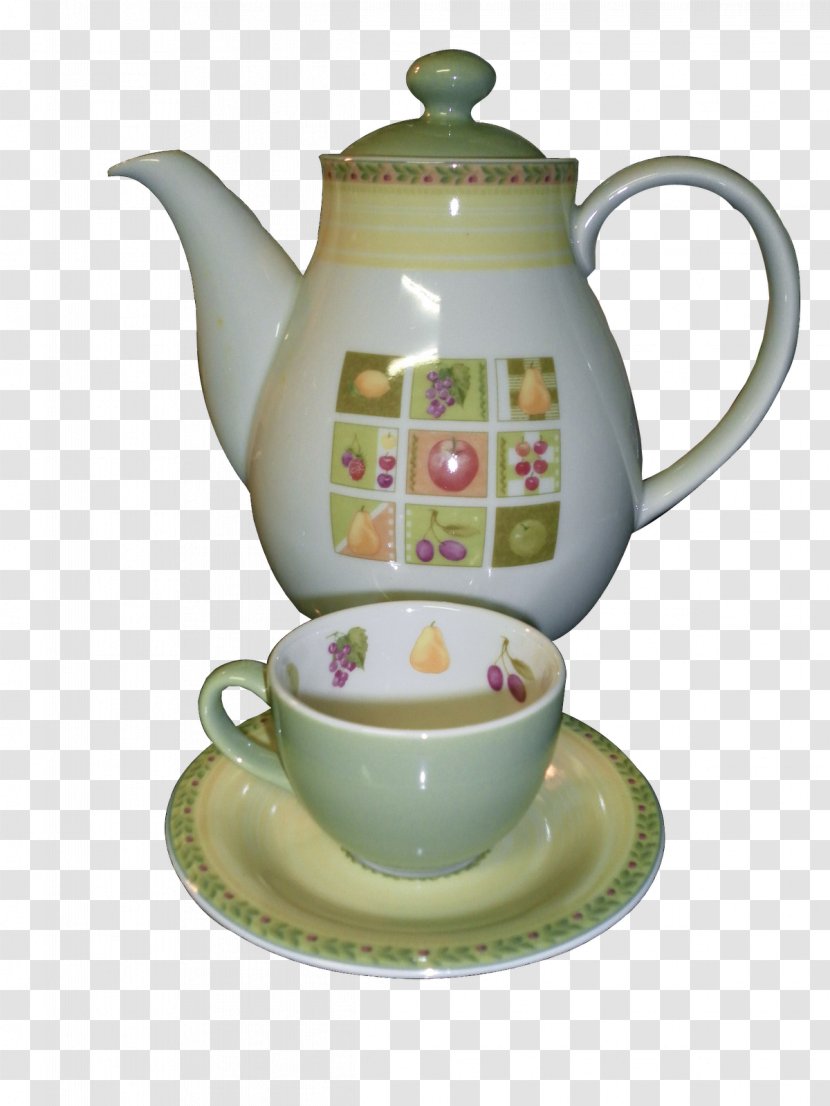 Saucer Kettle Porcelain Teapot Pottery - Dinnerware Set Transparent PNG
