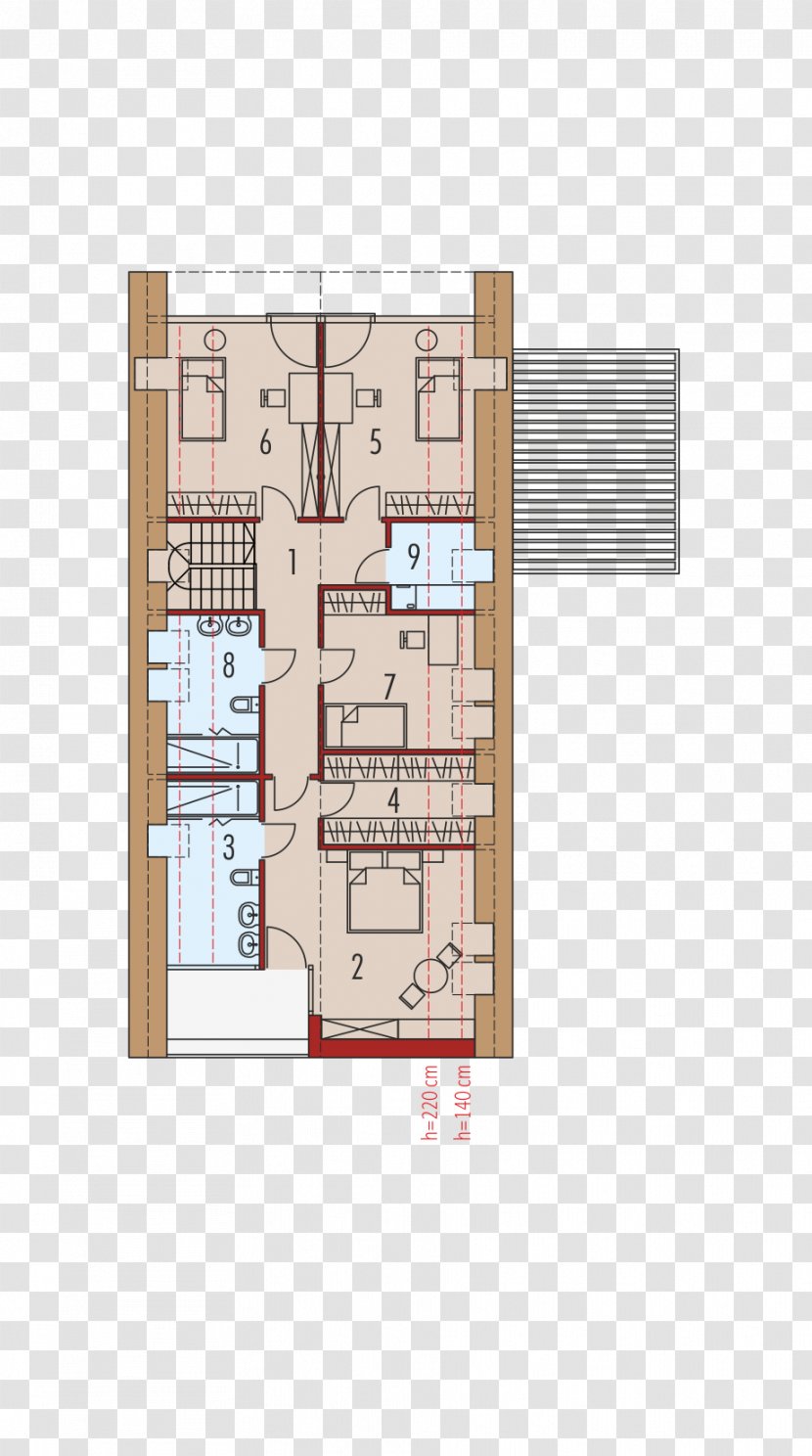 Attic House Gable Roof Floor Plan - Rzut Transparent PNG