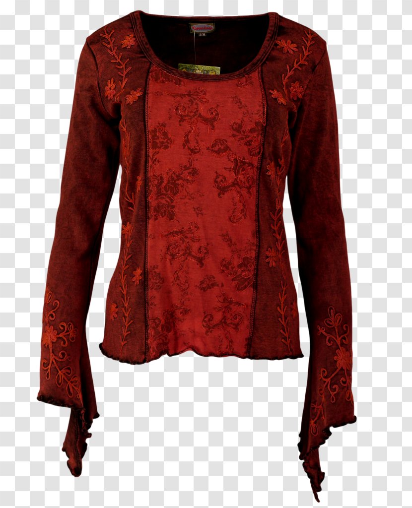 Blouse Long-sleeved T-shirt Maroon - Sleeve Transparent PNG