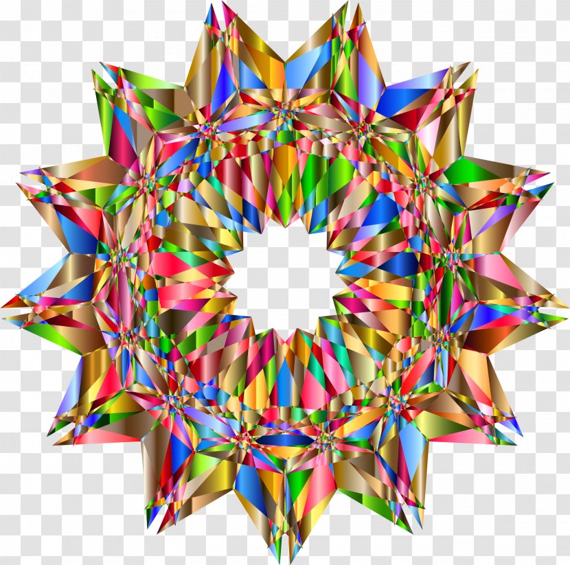Star Symmetry Geometry Kaleidoscope - Website Wireframe - Colorful Geometric Transparent PNG