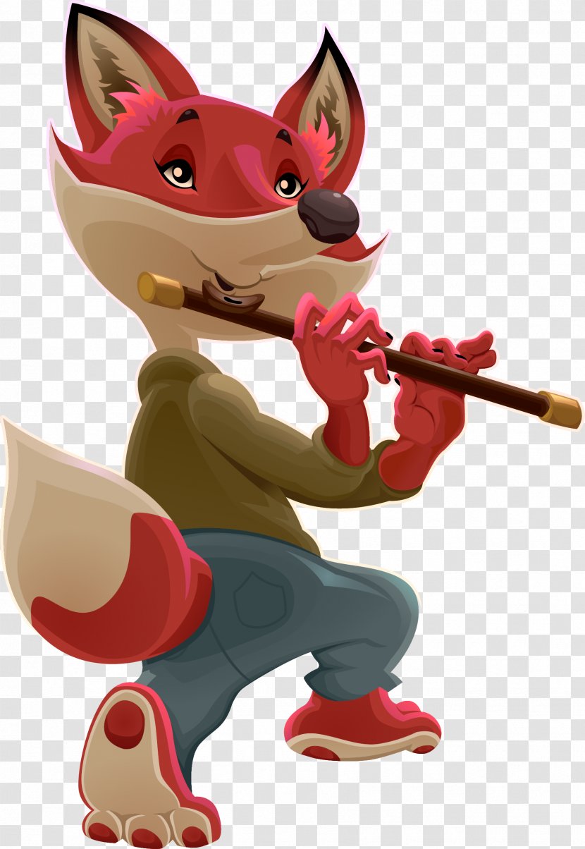Graphic Design Illustration - Cartoon - Vector Hand Painted Flute Of The Fox Transparent PNG