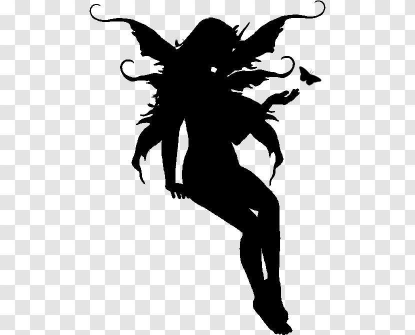 Fairy Art Silhouette Clip - Black And White - Tale Background Transparent PNG