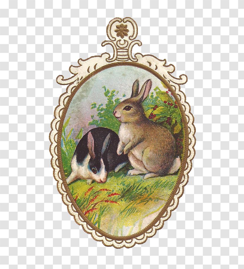 Easter Bunny Postcard Egg Clip Art - Locket - Antique Transparent PNG