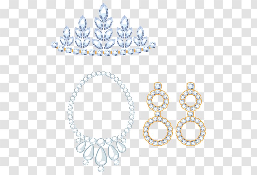 Earring Crown Diamond Jewellery - Necklace - Three-piece Jewelry Vector Transparent PNG