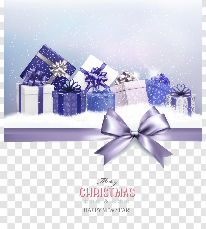 Christmas Gift Santa Claus - And Holiday Season - Beautiful Purple Box Card Vector Transparent PNG