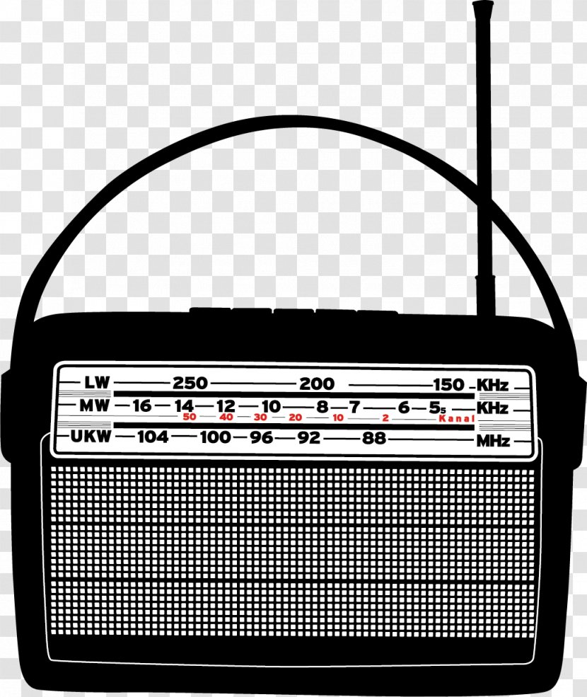 Antique Radio Broadcasting Transistor - Personality - Vector Black Band Antenna Transparent PNG