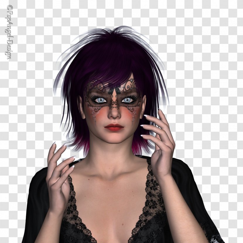 Glasses Black Hair - Coloring - Poser Transparent PNG