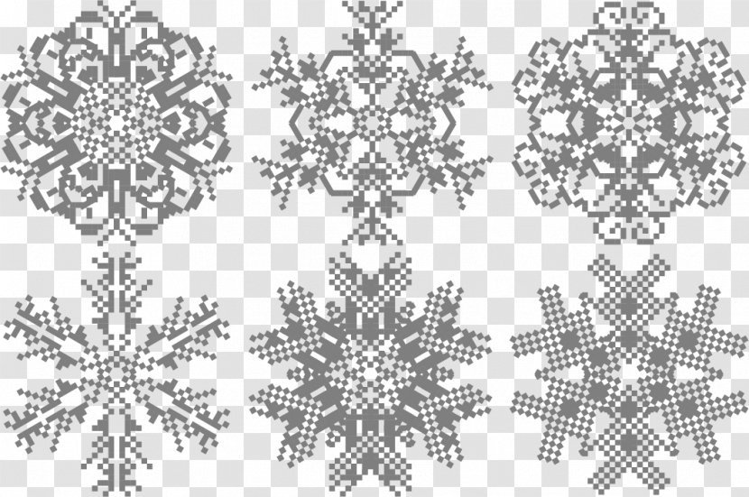 Pixel Puppy Grid-0 - Black And White - Vector Graphics Snowflakes Pixels Transparent PNG