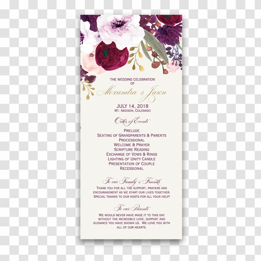 Wedding Invitation Flower Purple Pink Lilac - Bohemian Transparent PNG