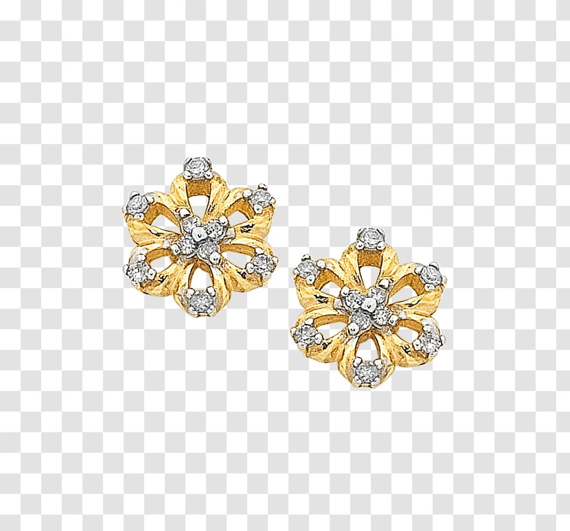 Earring Diamond Gold Jewellery Bijou - Bling - Floral Set Transparent PNG