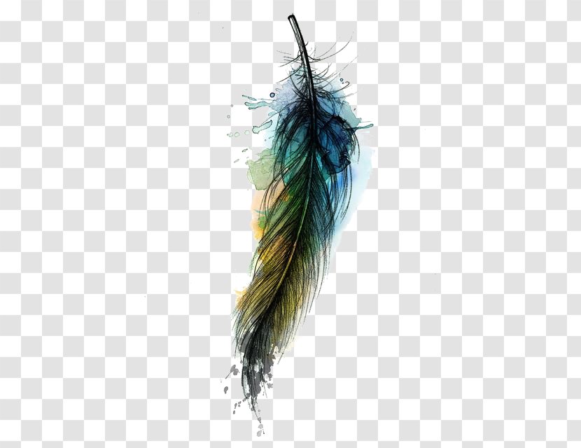 Watercolor Painting Feather Tattoo Drawing - Kerosene Transparent PNG