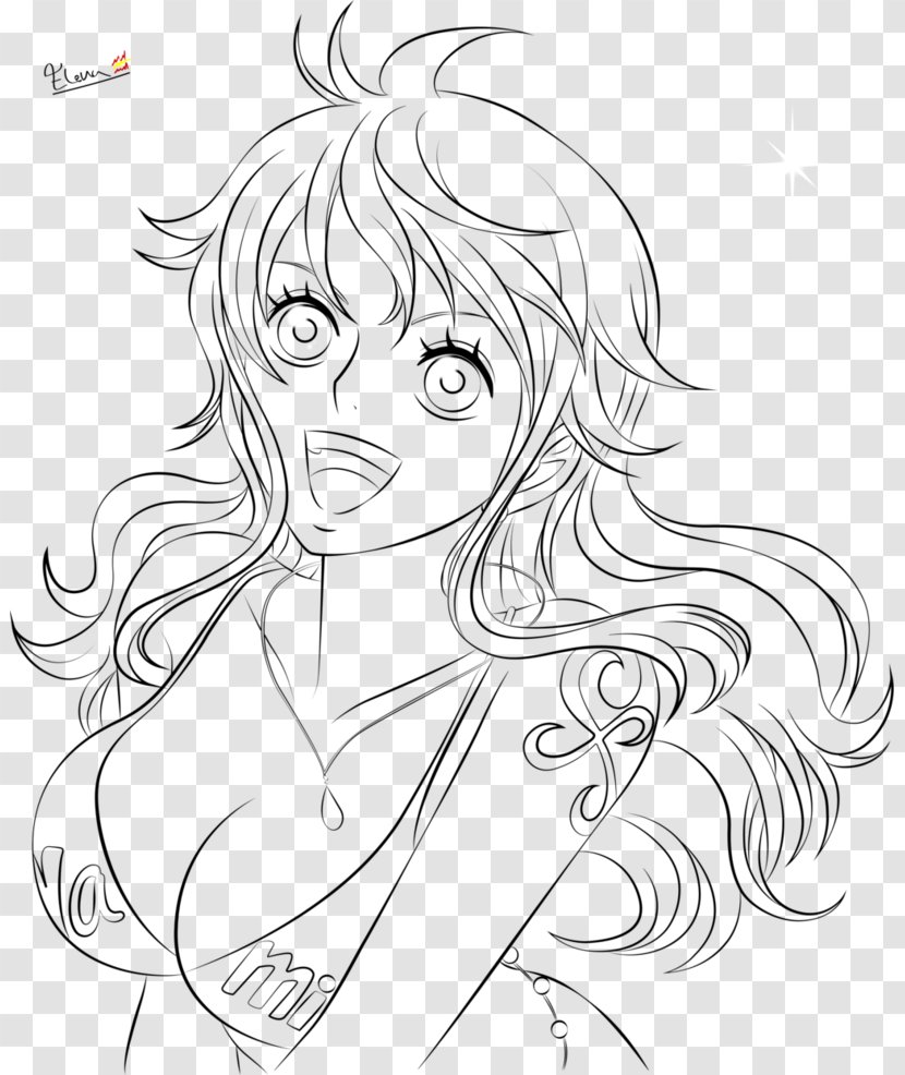 Nami Line Art Drawing Sketch Image - Tree - One Piece Transparent PNG