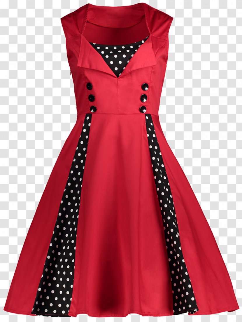 Dress 1950s Polka Dot Vintage Clothing Retro Style - Cocktail - Formal Transparent PNG